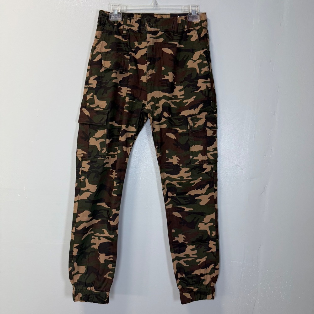 Fashion Nova Cadet Kylie Camp Pants Camouflage Green Brown Large SCP2049 New